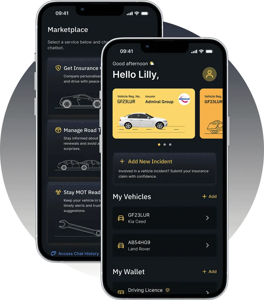 Motion Shield accident reporting and claims management app for drivers, screen 1
